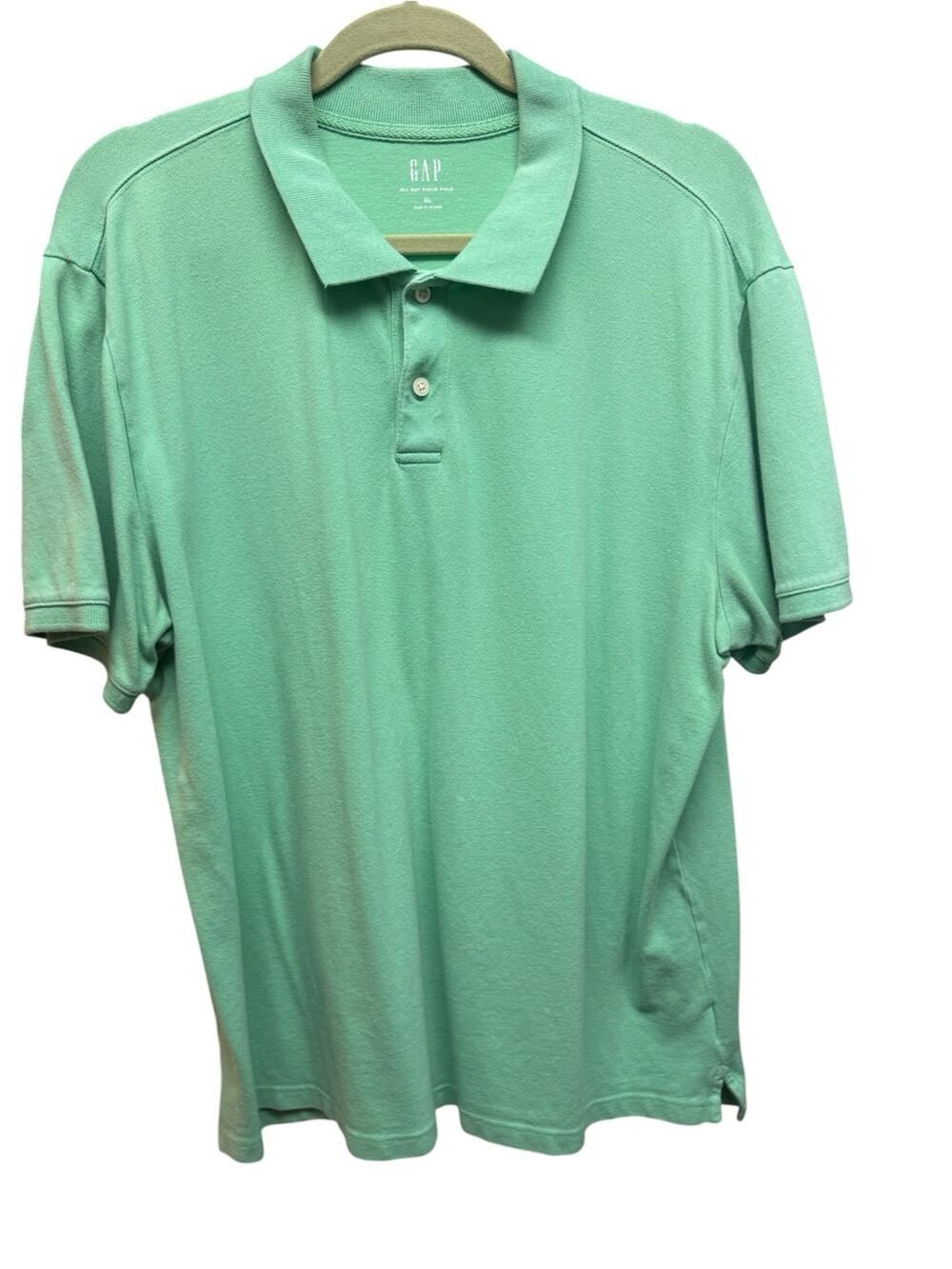 GAP Men’s Mint Green All Day Pique Polo Shirt XL Coastal Golf Preppy, cotton